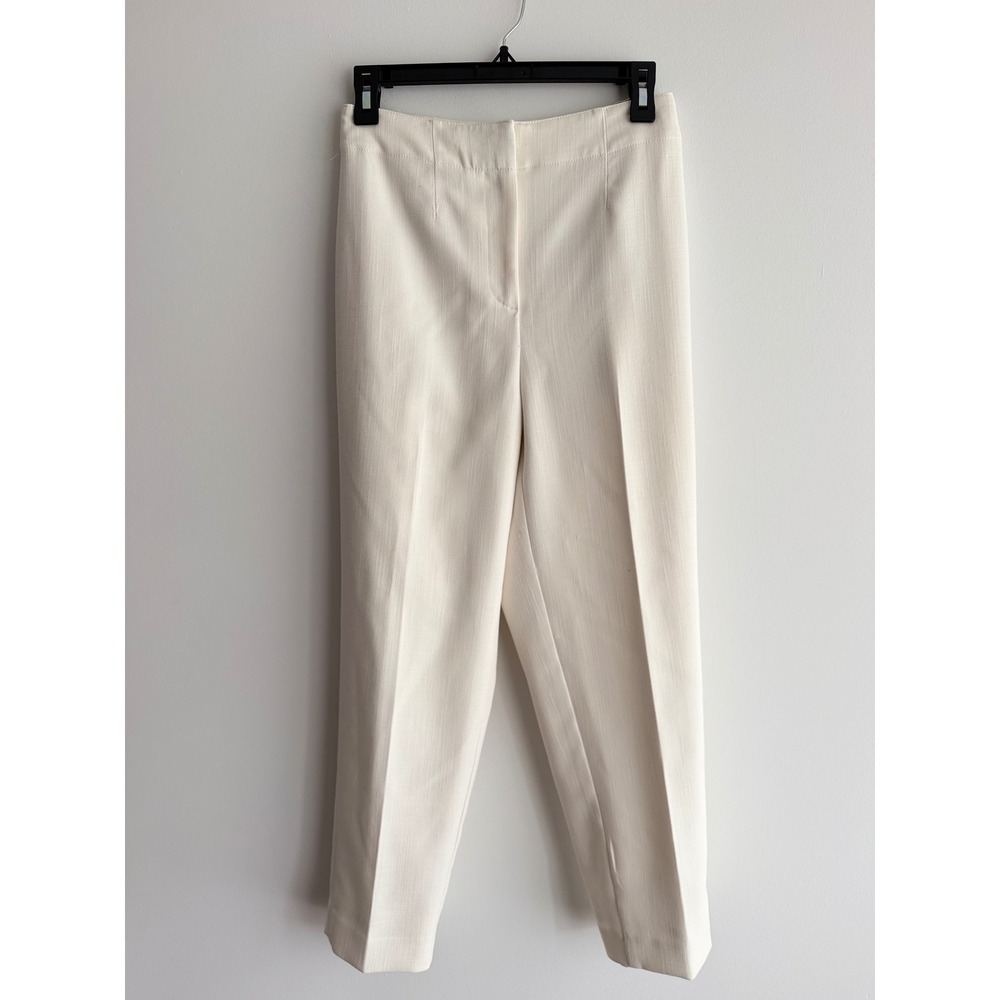 Ann Taylor Petite Cream White Textured Straight Leg Dress Pants 2P Office Wear